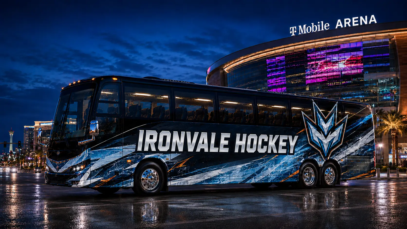 Fictional professional hockey coach-wrap concept
