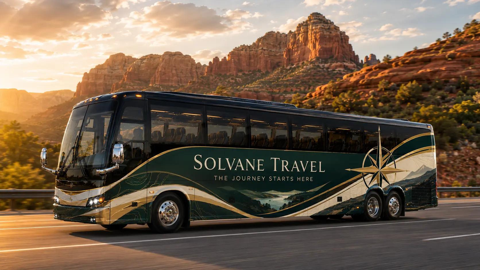 Fictional travel company coach-wrap concept