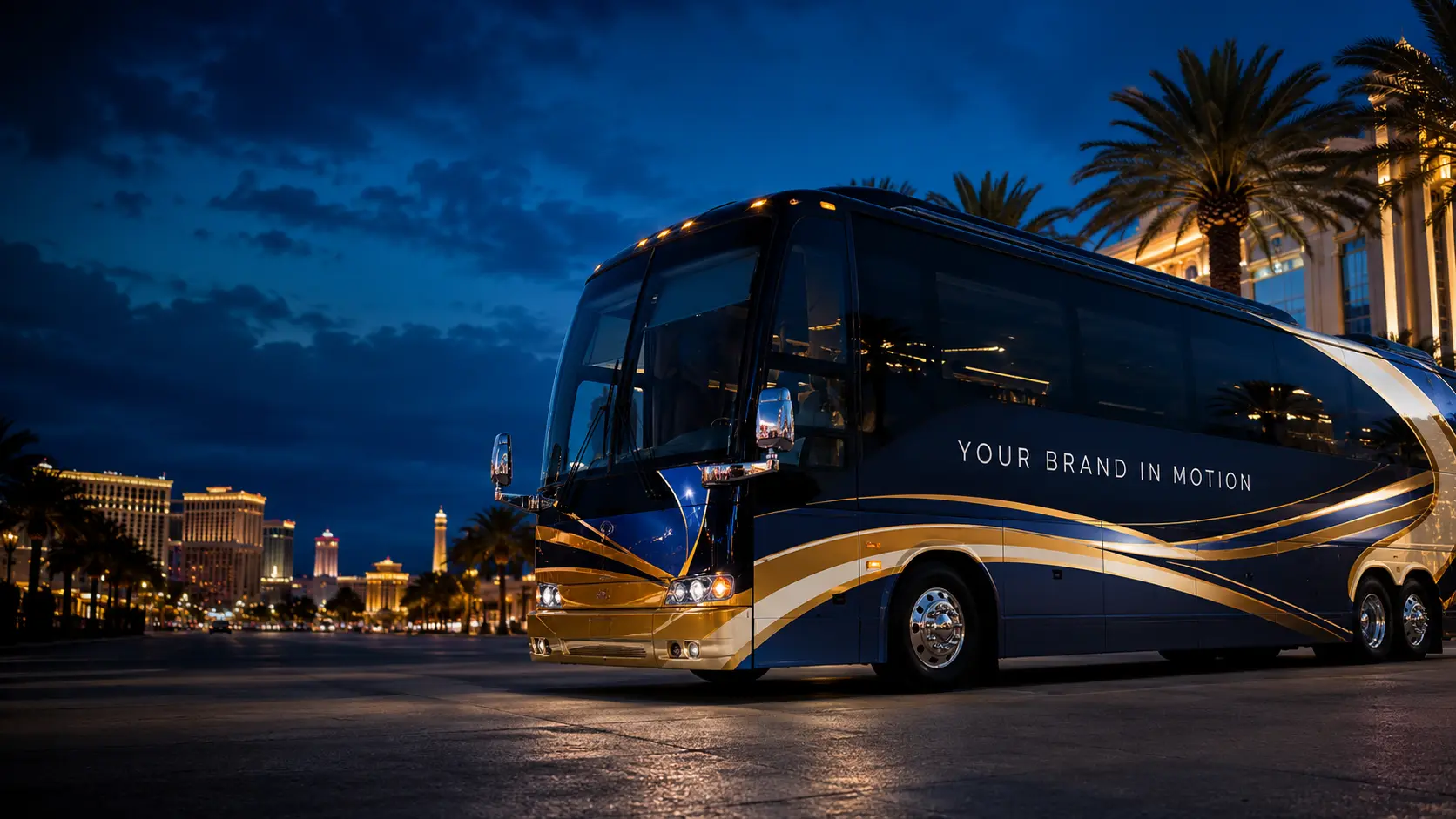 Premium wrapped motorcoach in Las Vegas